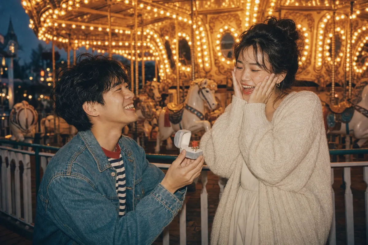 회전목마 앞 프로포즈