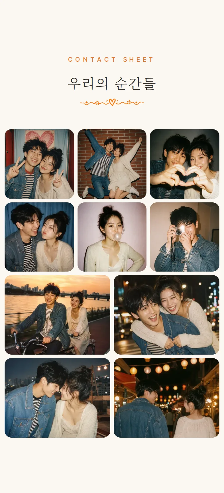 필름 모바일 청첩장 디자인 갤러리 화면