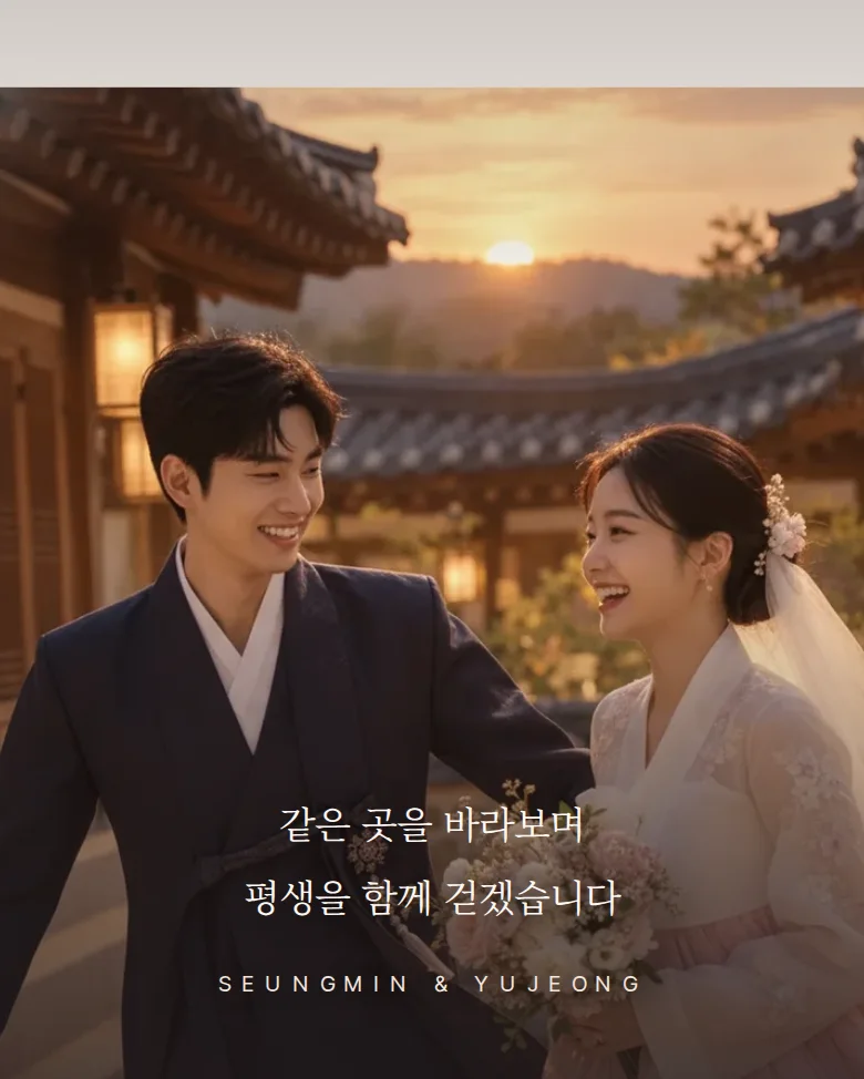 헬로 모바일 청첩장 디자인 문구 띠 화면