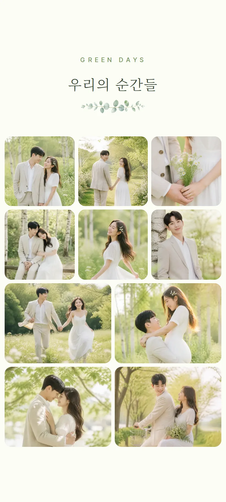 봄 모바일 청첩장 디자인 갤러리 화면